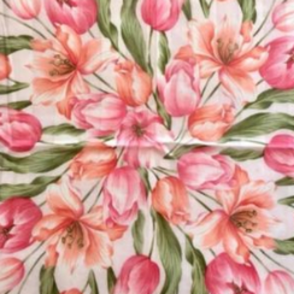 🌸 Yves Saint Laurent Pink & Green Floral Handkerchief / Mini Scarf NWT! - Picture 7 of 8